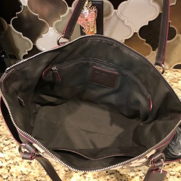 Coach Signature Leather & Canvas "C" Brown Tote - Picture 6 of 6